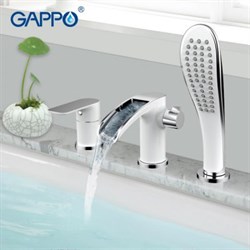 Смеситель на борт ванны каскадный Gappo Noar G1148-8 белый/хром - фото 173362
