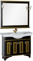 Мебель для ванной Aquanet Валенса 110 черный краколет/золото - фото 209797
