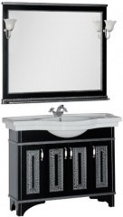 Мебель для ванной Aquanet Валенса 110 черный краколет/серебро - фото 209798