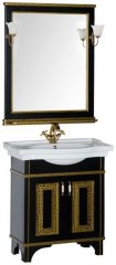 Мебель для ванной Aquanet Валенса 80 черный краколет/золото - фото 209806