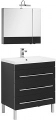 Мебель для ванной Aquanet Верона NEW 75 черный (напольный 3 ящика) - фото 209823