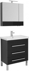 Мебель для ванной Aquanet Сиена 70 черный (напольный 3 ящика) - фото 210113