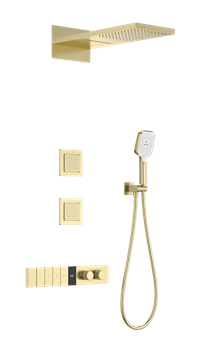 Душевая система с термостатом встраиваемая WONZON & WOGHAND WW-D4538-A-BG Брашированное золото 44405 - фото 253133