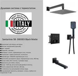 Душевая система с термостатом скрытого монтажа Santarinio SB-300303 черная матовая 43391 - фото 253319