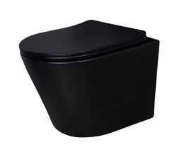 Безободковый подвесной унитаз черный матовый микролифт дюропласт Gid Tr2130bm 44571 - фото 255029