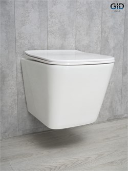 Безободковый подвесной унитаз белый микролифт дюропласт Gid Tr2143 44580 - фото 255216