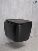 Безободковый подвесной унитаз микролифт дюропласт черный матовый Gid Tr2140Bm 44568