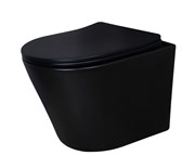 Безободковый подвесной унитаз черный матовый микролифт дюропласт Gid Tr2130bm 44571