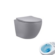 Безободковый подвесной унитаз серый матовый микролифт дюропласт Торнадо Gid Tr2122TF-Lgm 44573